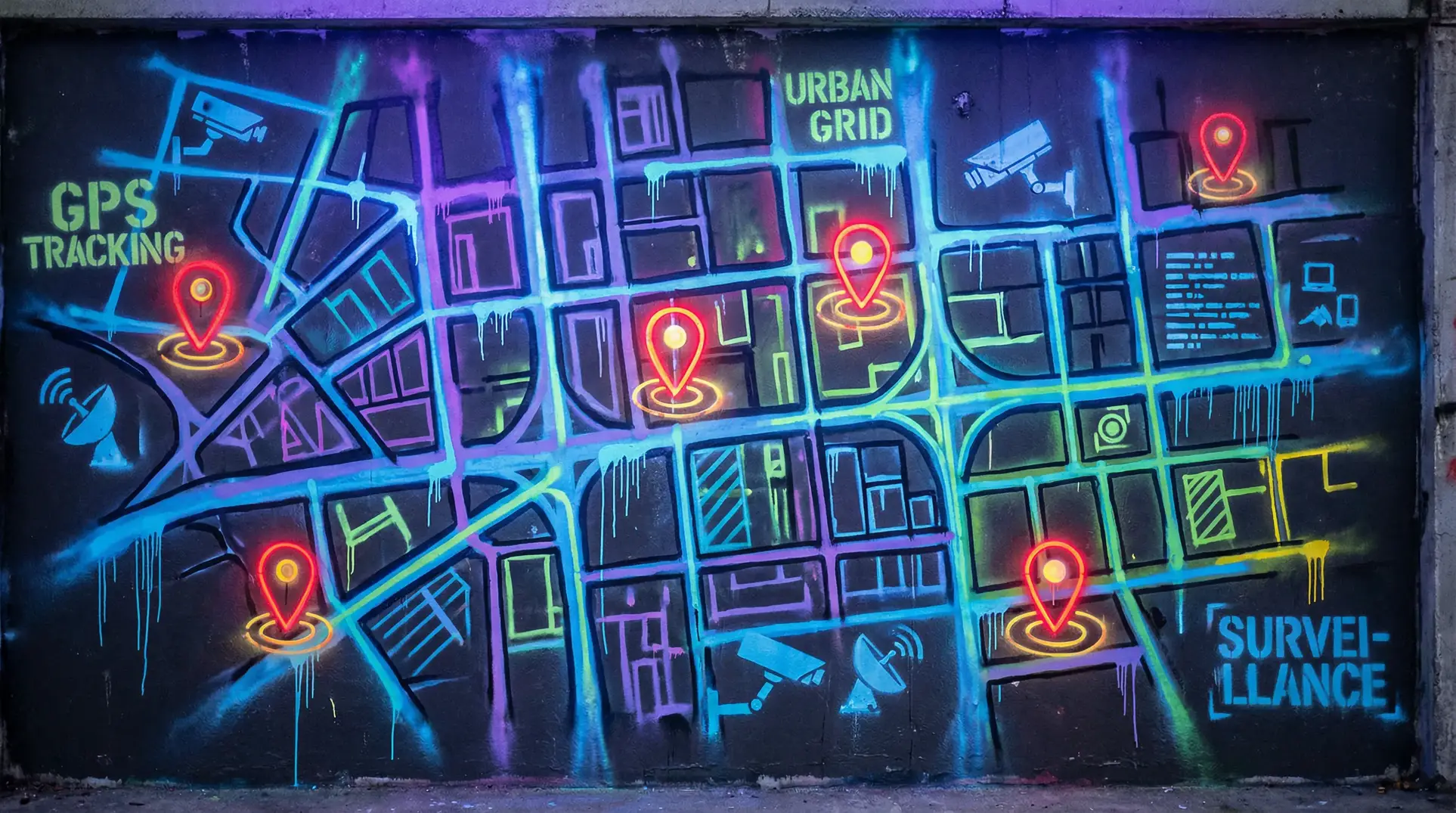 咱们的退伍兵 狗仔追踪地图 - 城市涂鸦风格